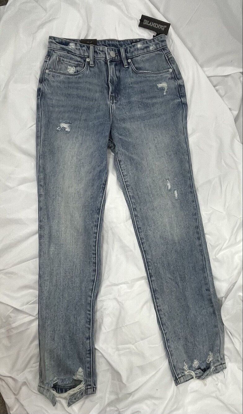Blank Nyc The Madison Crop High Rise Distressed Destroyed Jeans Size 24 Cotton